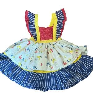 Custom Made Apron Dress by The Shabby Seamstress Vintage Farm Duck Fabric 2T-3T